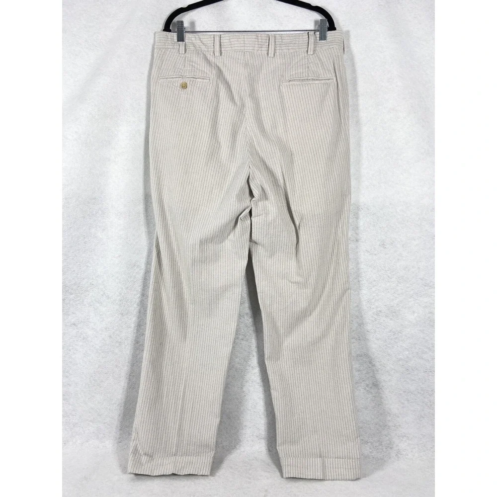Bills Khakis Pants Mens 36x31 Gray Seersucker Pleated Front  Cotton Stipend New